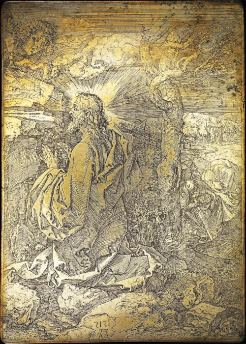 Albrecht Dürer: Druckplatte Christus am Ölberg, Eisenradierung, laut Bilddaten 1508(?) eher 1512-1515, Quelle: commons.wikimedia.org