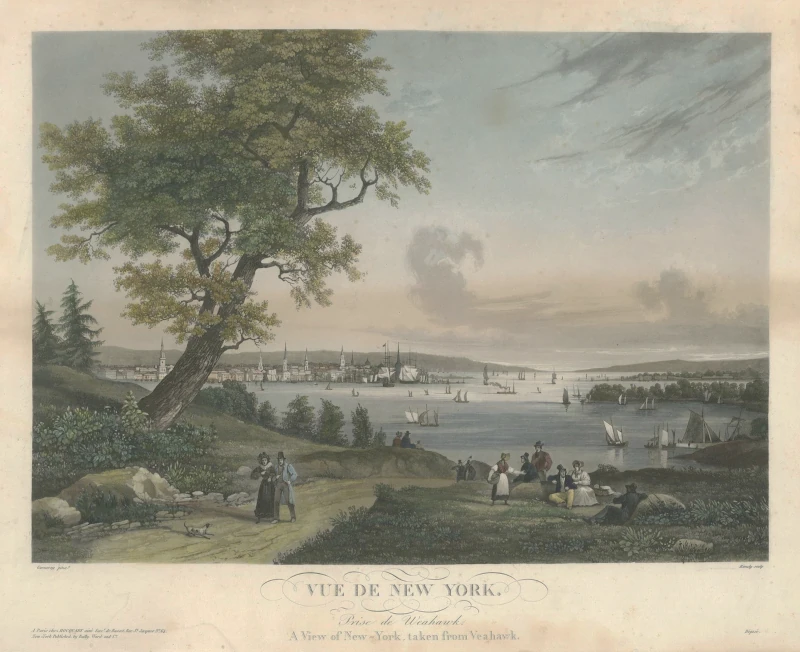 Ansicht von New York City, handcolorierte Aquatinta aus dem Jahr 1834