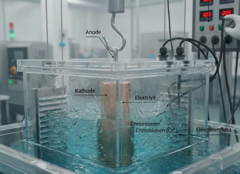 Verchromen eines Kupferzylinders. Bild KI-generiert
