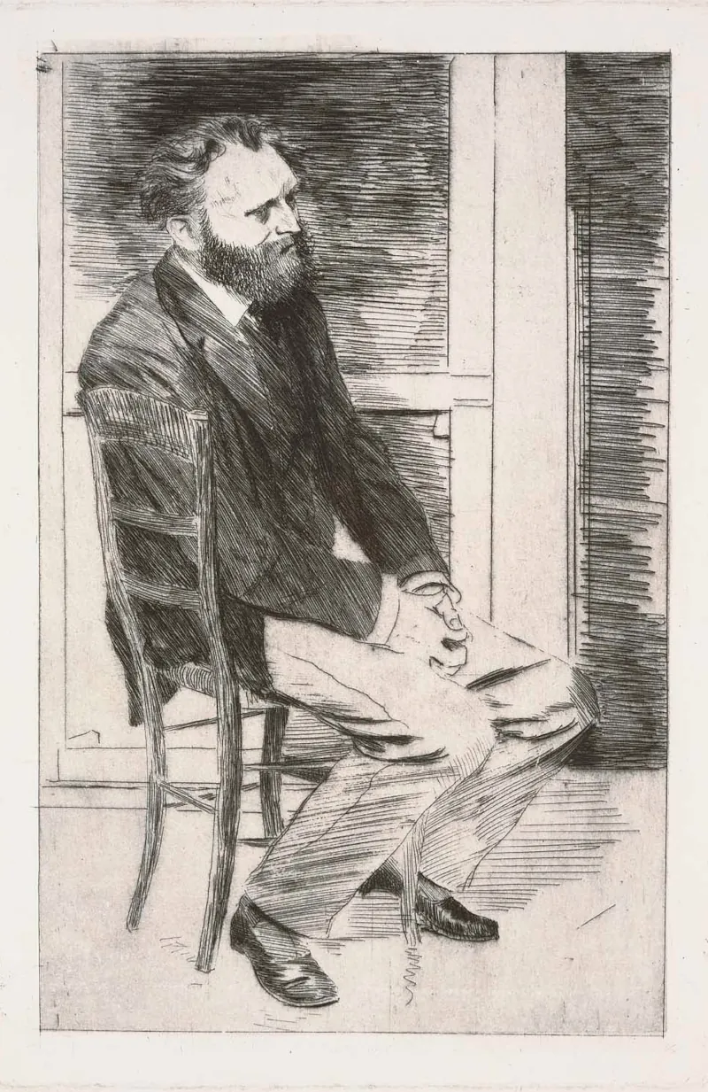 Edgar Degas 1834-1917 Manet assis, tourné vers la droite Strichätzung Kaltnadel und Vernis mou 1864-65 Quelle:commons