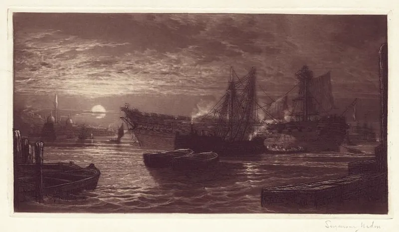 Francis Seymour Haden (1818-1910) Breaking Up Of The Agamemnon Strichätzung und Mezzotinto 1880 Quelle: commons