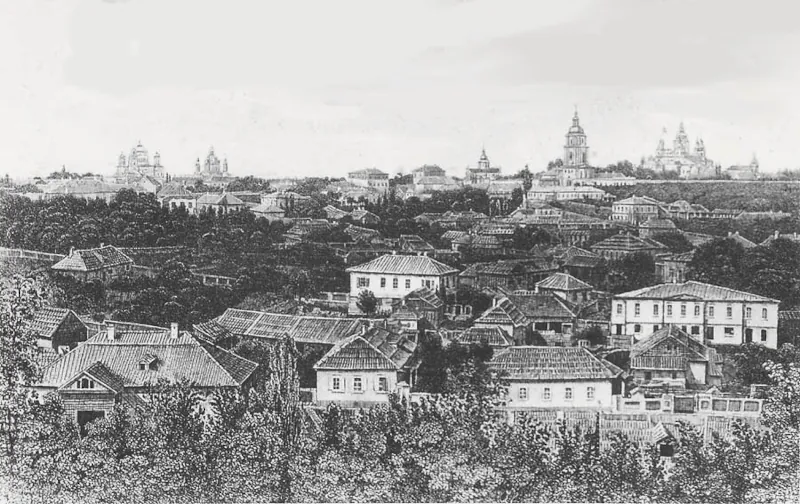 Panoramaansicht von Kiew um 1870-1880, Zinkografie. Quelle: Commons.wikimedia, Public Domain